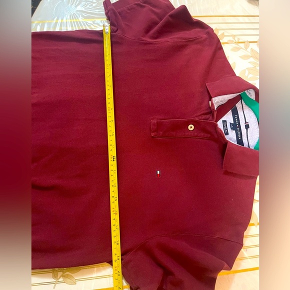 Tommy Hilfiger Polo Shirt Mens M Burgundy Custom Fit Casual Short Sleeve - Picture 4 of 5